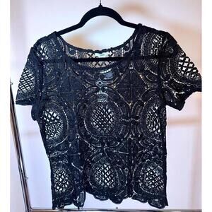 Provence Lace Top - Deep Black, Size Large